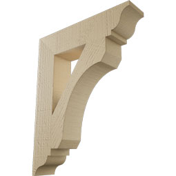 Ekena Millwork - BKTUR035X16X20LEC01RCPR - Timberthane Faux Wood Legacy Style Bracket, Traditional Ends, 3 1/2"W x 16"D x 20"H, Primed Tan