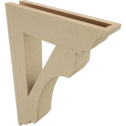 Ekena Millwork - BKTUR035X16X24LEC01RCPR - Timberthane Faux Wood Legacy Style Bracket, Traditional Ends, 3 1/2"W x 16"D x 24"H, Primed Tan