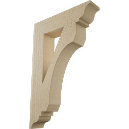 Ekena Millwork - BKTUR035X16X24LEC01RCPR - Timberthane Faux Wood Legacy Style Bracket, Traditional Ends, 3 1/2"W x 16"D x 24"H, Primed Tan