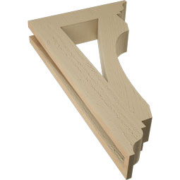 Ekena Millwork - BKTUR035X16X28LEC01RCPR - Timberthane Faux Wood Legacy Style Bracket, Traditional Ends, 3 1/2"W x 16"D x 28"H, Primed Tan