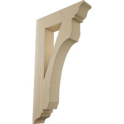 Ekena Millwork - BKTUR035X16X28LEC01RCPR - Timberthane Faux Wood Legacy Style Bracket, Traditional Ends, 3 1/2"W x 16"D x 28"H, Primed Tan