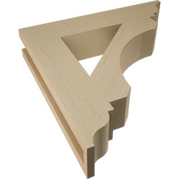 Ekena Millwork - BKTUR035X18X18LEC01RCPR - Timberthane Faux Wood Legacy Style Bracket, Traditional Ends, 3 1/2"W x 18"D x 18"H, Primed Tan