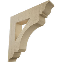 Ekena Millwork - BKTUR035X18X18LEC01RCPR - Timberthane Faux Wood Legacy Style Bracket, Traditional Ends, 3 1/2"W x 18"D x 18"H, Primed Tan