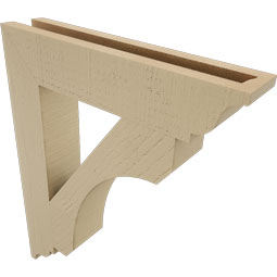 Ekena Millwork - BKTUR035X18X22LEC01RCPR - Timberthane Faux Wood Legacy Style Bracket, Traditional Ends, 3 1/2"W x 18"D x 22"H, Primed Tan