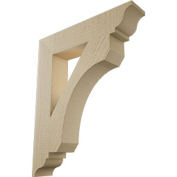 Ekena Millwork - BKTUR035X18X22LEC01RCPR - Timberthane Faux Wood Legacy Style Bracket, Traditional Ends, 3 1/2"W x 18"D x 22"H, Primed Tan