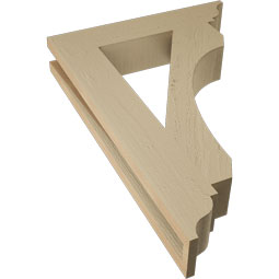 Ekena Millwork - BKTUR035X18X26LEC01RCPR - Timberthane Faux Wood Legacy Style Bracket, Traditional Ends, 3 1/2"W x 18"D x 26"H, Primed Tan