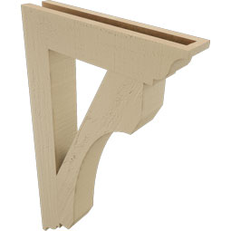 Ekena Millwork - BKTUR035X18X30LEC01RCPR - Timberthane Faux Wood Legacy Style Bracket, Traditional Ends, 3 1/2"W x 18"D x 30"H, Primed Tan