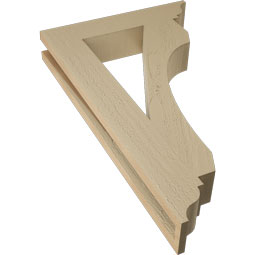 Ekena Millwork - BKTUR035X18X30LEC01RCPR - Timberthane Faux Wood Legacy Style Bracket, Traditional Ends, 3 1/2"W x 18"D x 30"H, Primed Tan