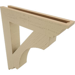 Ekena Millwork - BKTUR035X20X24LEC01RCPR - Timberthane Faux Wood Legacy Style Bracket, Traditional Ends, 3 1/2"W x 20"D x 24"H, Primed Tan