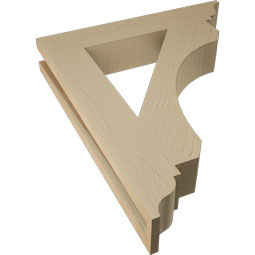 Ekena Millwork - BKTUR035X20X24LEC01RCPR - Timberthane Faux Wood Legacy Style Bracket, Traditional Ends, 3 1/2"W x 20"D x 24"H, Primed Tan