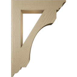 Ekena Millwork - BKTUR035X20X28LEC01RCPR - Timberthane Faux Wood Legacy Style Bracket, Traditional Ends, 3 1/2"W x 20"D x 28"H, Primed Tan