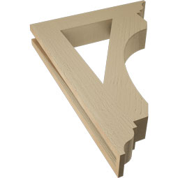 Ekena Millwork - BKTUR035X20X28LEC01RCPR - Timberthane Faux Wood Legacy Style Bracket, Traditional Ends, 3 1/2"W x 20"D x 28"H, Primed Tan