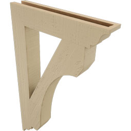 Ekena Millwork - BKTUR035X20X32LEC01RCPR - Timberthane Faux Wood Legacy Style Bracket, Traditional Ends, 3 1/2"W x 20"D x 32"H, Primed Tan