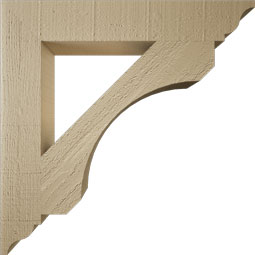 Ekena Millwork - BKTUR035X22X22LEC01RCPR - Timberthane Faux Wood Legacy Style Bracket, Traditional Ends, 3 1/2"W x 22"D x 22"H, Primed Tan