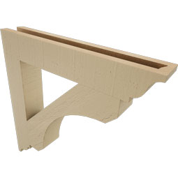 Ekena Millwork - BKTUR035X22X22LEC01RCPR - Timberthane Faux Wood Legacy Style Bracket, Traditional Ends, 3 1/2"W x 22"D x 22"H, Primed Tan
