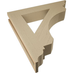 Ekena Millwork - BKTUR035X22X22LEC01RCPR - Timberthane Faux Wood Legacy Style Bracket, Traditional Ends, 3 1/2"W x 22"D x 22"H, Primed Tan