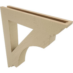 Ekena Millwork - BKTUR035X22X26LEC01RCPR - Timberthane Faux Wood Legacy Style Bracket, Traditional Ends, 3 1/2"W x 22"D x 26"H, Primed Tan