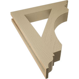 Ekena Millwork - BKTUR035X22X26LEC01RCPR - Timberthane Faux Wood Legacy Style Bracket, Traditional Ends, 3 1/2"W x 22"D x 26"H, Primed Tan