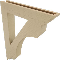 Ekena Millwork - BKTUR035X22X30LEC01RCPR - Timberthane Faux Wood Legacy Style Bracket, Traditional Ends, 3 1/2"W x 22"D x 30"H, Primed Tan