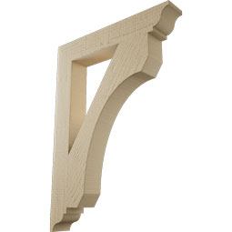 Ekena Millwork - BKTUR035X22X30LEC01RCPR - Timberthane Faux Wood Legacy Style Bracket, Traditional Ends, 3 1/2"W x 22"D x 30"H, Primed Tan