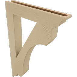 Ekena Millwork - BKTUR035X22X34LEC01RCPR - Timberthane Faux Wood Legacy Style Bracket, Traditional Ends, 3 1/2"W x 22"D x 34"H, Primed Tan