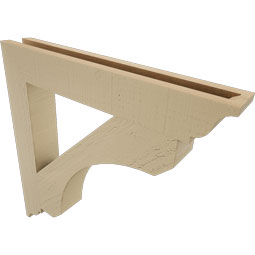 Ekena Millwork - BKTUR035X24X24LEC01RCPR - Timberthane Faux Wood Legacy Style Bracket, Traditional Ends, 3 1/2"W x 24"D x 24"H, Primed Tan