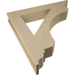 Ekena Millwork - BKTUR035X24X24LEC01RCPR - Timberthane Faux Wood Legacy Style Bracket, Traditional Ends, 3 1/2"W x 24"D x 24"H, Primed Tan
