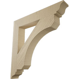 Ekena Millwork - BKTUR035X24X24LEC01RCPR - Timberthane Faux Wood Legacy Style Bracket, Traditional Ends, 3 1/2"W x 24"D x 24"H, Primed Tan