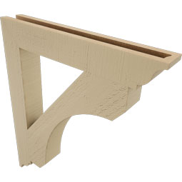 Ekena Millwork - BKTUR035X24X28LEC01RCPR - Timberthane Faux Wood Legacy Style Bracket, Traditional Ends, 3 1/2"W x 24"D x 28"H, Primed Tan