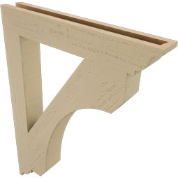 Ekena Millwork - BKTUR035X24X32LEC01RCPR - Timberthane Faux Wood Legacy Style Bracket, Traditional Ends, 3 1/2"W x 24"D x 32"H, Primed Tan