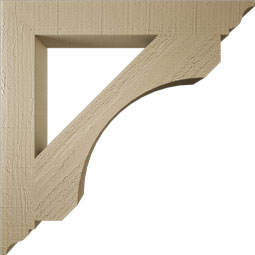 Ekena Millwork - BKTUR035X26X26LEC01RCPR - Timberthane Faux Wood Legacy Style Bracket, Traditional Ends, 3 1/2"W x 26"D x 26"H, Primed Tan