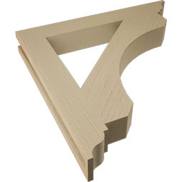 Ekena Millwork - BKTUR035X26X26LEC01RCPR - Timberthane Faux Wood Legacy Style Bracket, Traditional Ends, 3 1/2"W x 26"D x 26"H, Primed Tan