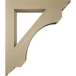 Ekena Millwork - BKTUR035X26X30LEC01RCPR - Timberthane Faux Wood Legacy Style Bracket, Traditional Ends, 3 1/2"W x 26"D x 30"H, Primed Tan