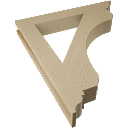 Ekena Millwork - BKTUR035X26X30LEC01RCPR - Timberthane Faux Wood Legacy Style Bracket, Traditional Ends, 3 1/2"W x 26"D x 30"H, Primed Tan