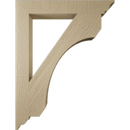 Ekena Millwork - BKTUR035X26X34LEC01RCPR - Timberthane Faux Wood Legacy Style Bracket, Traditional Ends, 3 1/2"W x 26"D x 34"H, Primed Tan