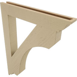 Ekena Millwork - BKTUR035X26X34LEC01RCPR - Timberthane Faux Wood Legacy Style Bracket, Traditional Ends, 3 1/2"W x 26"D x 34"H, Primed Tan