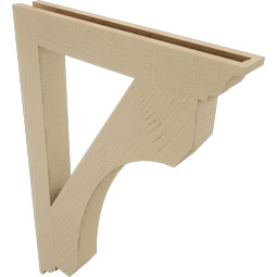 Ekena Millwork - BKTUR035X26X38LEC01RCPR - Timberthane Faux Wood Legacy Style Bracket, Traditional Ends, 3 1/2"W x 26"D x 38"H, Primed Tan