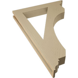 Ekena Millwork - BKTUR035X26X38LEC01RCPR - Timberthane Faux Wood Legacy Style Bracket, Traditional Ends, 3 1/2"W x 26"D x 38"H, Primed Tan