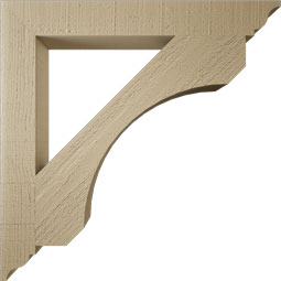 Ekena Millwork - BKTUR035X28X28LEC01RCPR - Timberthane Faux Wood Legacy Style Bracket, Traditional Ends, 3 1/2"W x 28"D x 28"H, Primed Tan
