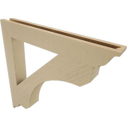 Ekena Millwork - BKTUR035X28X28LEC01RCPR - Timberthane Faux Wood Legacy Style Bracket, Traditional Ends, 3 1/2"W x 28"D x 28"H, Primed Tan