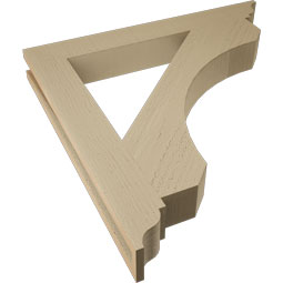 Ekena Millwork - BKTUR035X28X28LEC01RCPR - Timberthane Faux Wood Legacy Style Bracket, Traditional Ends, 3 1/2"W x 28"D x 28"H, Primed Tan
