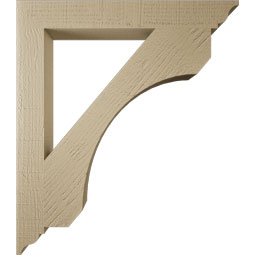 Ekena Millwork - BKTUR035X28X32LEC01RCPR - Timberthane Faux Wood Legacy Style Bracket, Traditional Ends, 3 1/2"W x 28"D x 32"H, Primed Tan