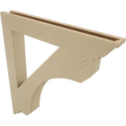 Ekena Millwork - BKTUR035X28X32LEC01RCPR - Timberthane Faux Wood Legacy Style Bracket, Traditional Ends, 3 1/2"W x 28"D x 32"H, Primed Tan