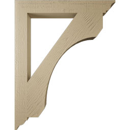 Ekena Millwork - BKTUR035X28X36LEC01RCPR - Timberthane Faux Wood Legacy Style Bracket, Traditional Ends, 3 1/2"W x 28"D x 36"H, Primed Tan
