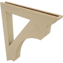 Ekena Millwork - BKTUR035X28X36LEC01RCPR - Timberthane Faux Wood Legacy Style Bracket, Traditional Ends, 3 1/2"W x 28"D x 36"H, Primed Tan