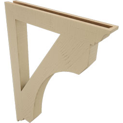 Ekena Millwork - BKTUR035X28X40LEC01RCPR - Timberthane Faux Wood Legacy Style Bracket, Traditional Ends, 3 1/2"W x 28"D x 40"H, Primed Tan