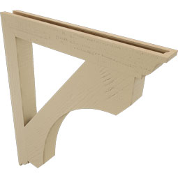 Ekena Millwork - BKTUR035X30X36LEC01RCPR - Timberthane Faux Wood Legacy Style Bracket, Traditional Ends, 3 1/2"W x 30"D x 36"H, Primed Tan