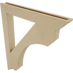 Ekena Millwork - BKTUR035X30X38LEC01RCPR - Timberthane Faux Wood Legacy Style Bracket, Traditional Ends, 3 1/2"W x 30"D x 38"H, Primed Tan