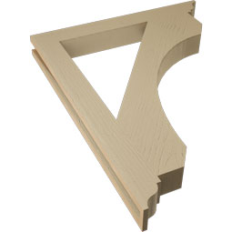 Ekena Millwork - BKTUR035X30X38LEC01RCPR - Timberthane Faux Wood Legacy Style Bracket, Traditional Ends, 3 1/2"W x 30"D x 38"H, Primed Tan