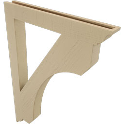 Ekena Millwork - BKTUR035X30X42LEC01RCPR - Timberthane Faux Wood Legacy Style Bracket, Traditional Ends, 3 1/2"W x 30"D x 42"H, Primed Tan